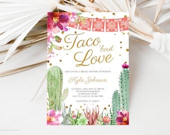 Taco Bout Love Bridal Shower Invitation, EDITABLE TEMPLATE, Mexican Wedding Shower, DIY Fiesta Bridal Shower Invite, Succulent, Cactus