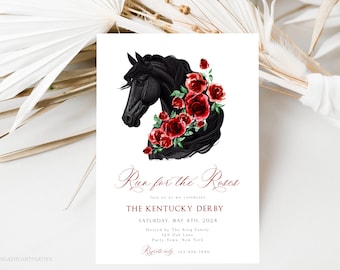 Elegant Run for the Roses Kentucky Derby Invitation Derby Horse Party Invitation Template Editable 150th Kentucky Derby Celebration Invite