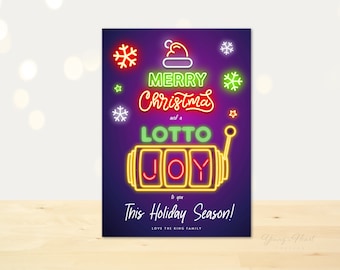 Editable Lottery Ticket Holiday Gift Card, Neon Lottery Ticket Christmas Gift, Scratch Off Lottery Ticket Gift Tag, Coworker Holiday Gift