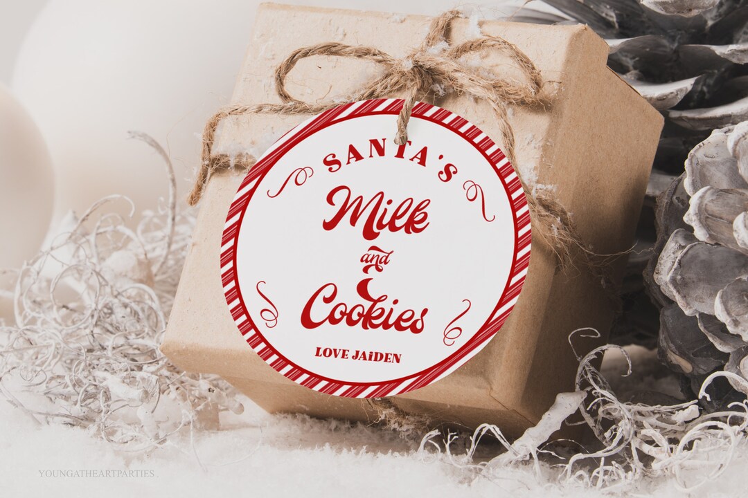 Editable Milk and Cookie Tag for Santa Claus, Milk Bottle Tag Cookies ...
