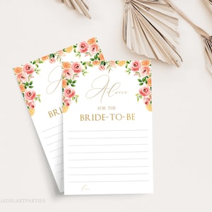 Pink Floral Citrus Advice for the Bride Cards, She Found Her Main Squeeze Bridal Shower, Editable Bridal Advice Cards, Bridal Shower Games