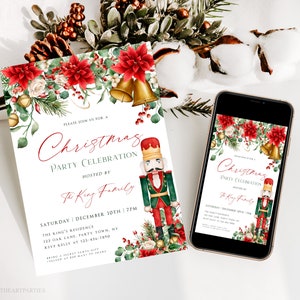 Elegant Christmas Party Celebration, Editable Holiday Nutcracker Invite Template, Christmas Party Invitation, Instant Download, NCP