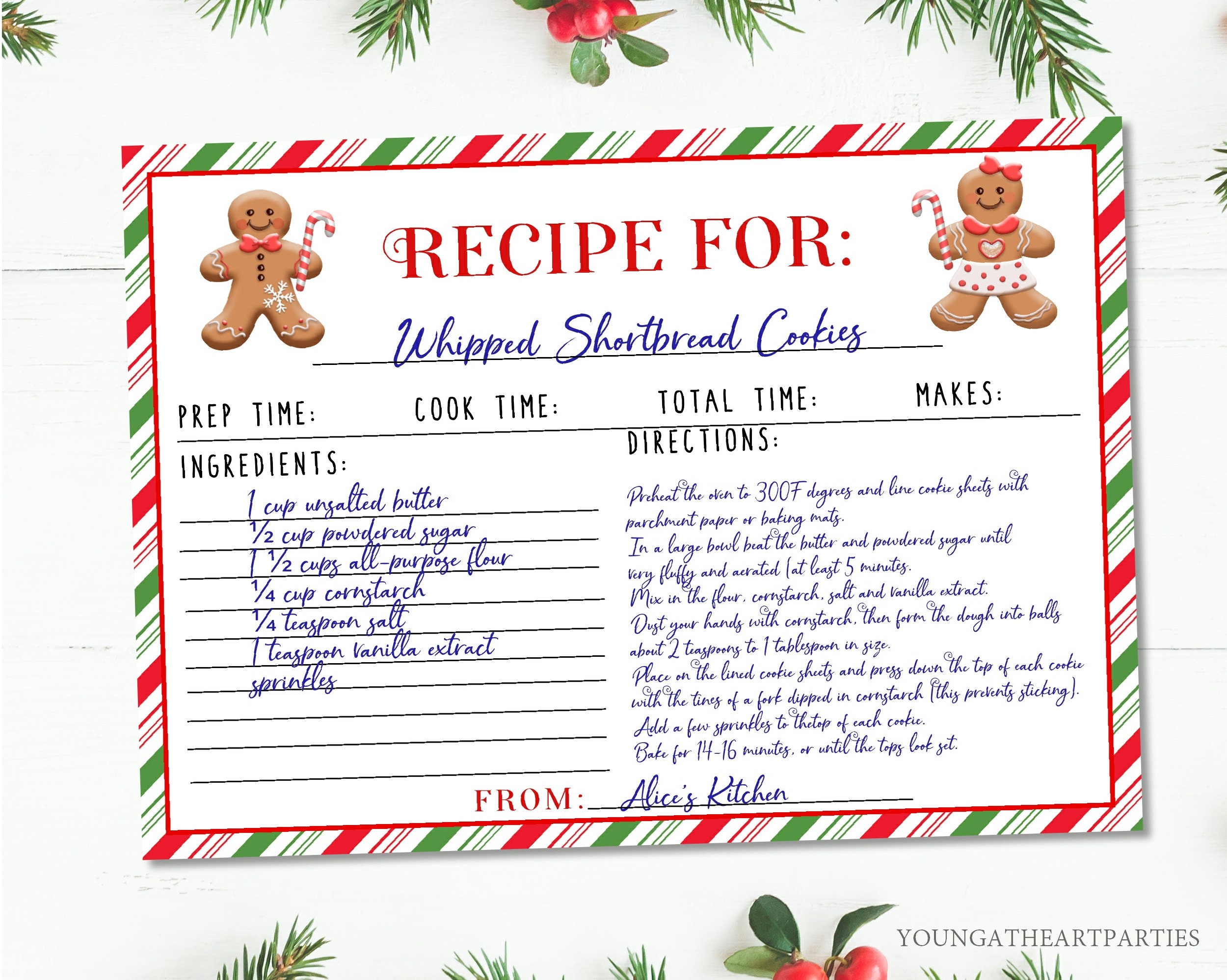 Cookie Recipe Card Cookie Recipe Card