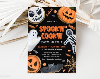 Halloween Cookie Decorating Party Invitation Template, Editable Spookie Cookie Baking Party Invite, Family Friends Halloween Party, SCHP