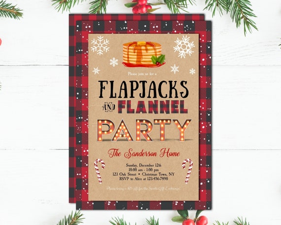 Flapjacks and Flannel Christmas Invitation Download, Christmas Party ...