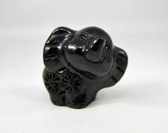 Mexican Oaxaca Barro Negro Black Clay Pottery Mini Elephant Folk Art Figure 2.5"