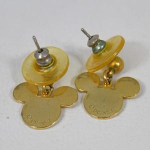 Vintage Mickey Mouse Ears Gold Tone Post Dangle Earrings Marked Disney Small image 4