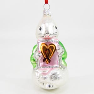 Christopher Radko A Shy Rabbit’s Heart Bunny Glass Easter Ornament VTG 1993