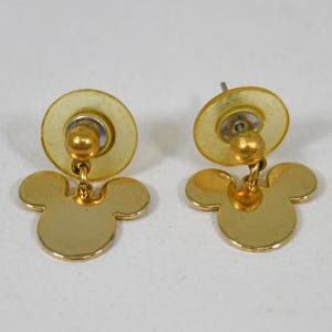 Vintage Mickey Mouse Ears Gold Tone Post Dangle Earrings Marked Disney Small image 2