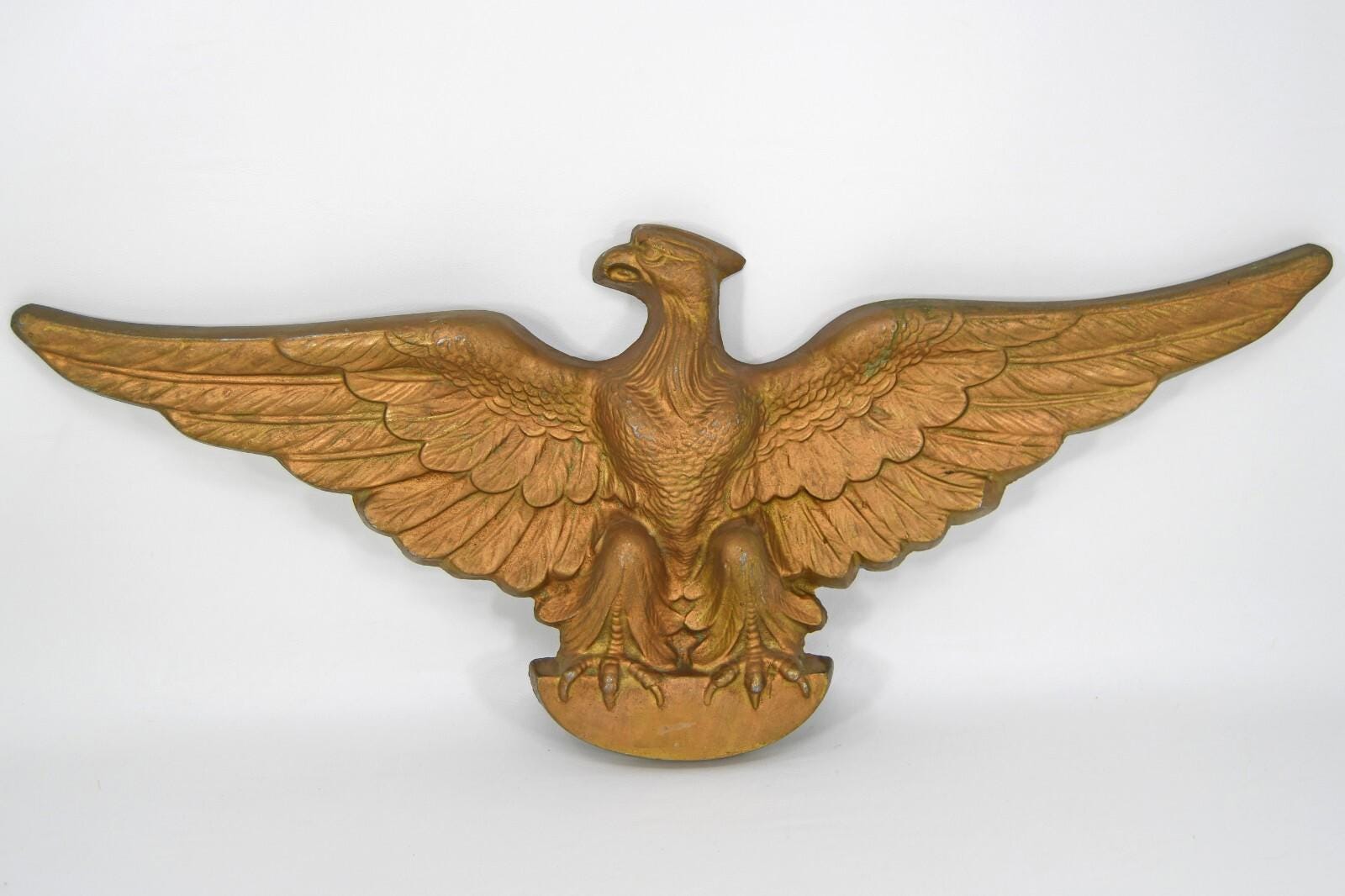 VTG Cast Aluminum Gold Painted Eagle Phoenix Bird Wall Plaque