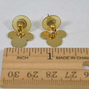 Vintage Mickey Mouse Ears Gold Tone Post Dangle Earrings Marked Disney Small image 3