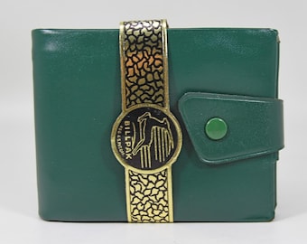 Vintage Mid Century 1950s Emerald Green Leather Wallet Billpak USA Never Used