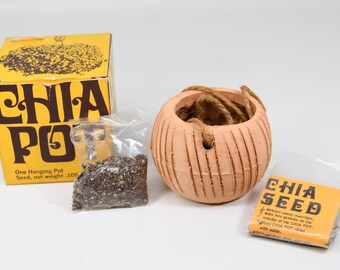 Vintage 1970s Hanging Chia Pot Planter w/ Seeds Jardincitos Costa Mesa CA in Box