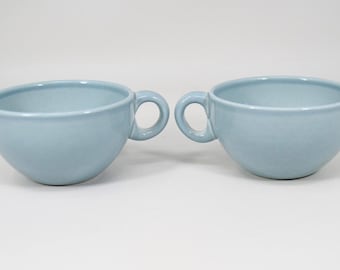 2 Iroquois Casual China by Russel Wright Small Coffee Mug Tea Cup Blue Vintage