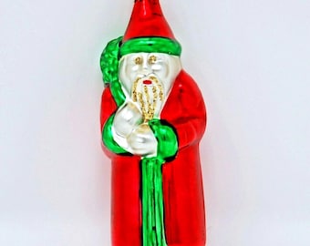 Vintage Pier 1 Mercury Glass-style Old World Santa  Shaped Christmas Ornament