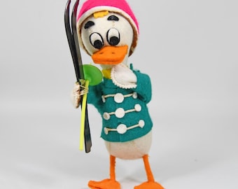VTG Felt Disney Daffy Duck Toy Doll Ski Winter Sports Lenci Cresba 1960s Italy