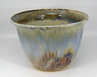 Vintage Mid Century Drip Glaze Studio Art Pottery Natural Base Bowl Pot Signed