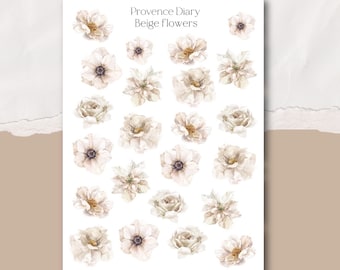 Sticker sheet - beige flowers for journaling journal junk journals bujo bullet journal scrapbooking planner…