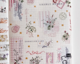 Vintage PET-tape met bloemenmotief | Botanische tape voor je junk journal of scrapbooking | Vintage collages
