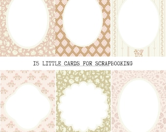 Set van 15 frame- of labelstickers voor scrapbooking | Stickerset voor scrapbooking | Ephemera voor junk journal, vintage ephemera