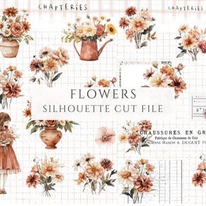Silhouette cut file | Fichiers silhouette de fleurs | Fleurs d'automne | fichiers studio3 fleurs pour silhouette | Printable prêt à découper