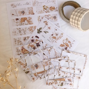 Set of 2 sheets of stickers and 8 die cut stickers for journaling bujo bullet journal scrapbooking