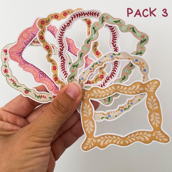 Juego de 7 marcos adhesivos para scrapbooking - Paquete de pegatinas para scrapbooking - Kit de pegatinas para junk journal - Journaling, bullet journal