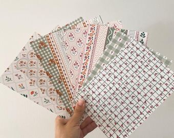 8 A5-patroonstickers voor je dagboek | Papierpakket | Papierkit | Dagboek | Herfst, herfstdagboek, scrapbookpapier
