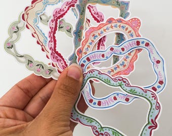 Set van 7 stickerframes voor scrapbooking - Stickerpakket voor scrapbooking - stickerkit voor junk journal - journaling, bullet journal