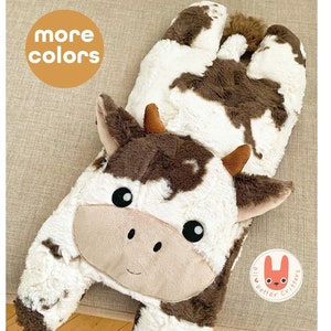 CUTE COW Handmade Weighted Plush: Hot/Cold Pack, Washable Comfort Pillow
