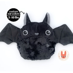 Cute WEIGHTED PLUSH BAT Hot/Cold Comfort Animal | 3–10 lb Cozy Hug Pillow | Washable Cover | Heating Pad | Made to Order | Best Friend Gift