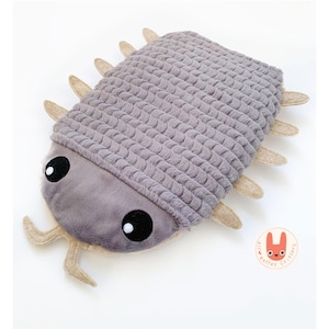 CUTE ROLY POLY Weighted Plush Isopod: Pillbug Pillow for Hot/Cold Therapy, Washable Cover, Handmade Comfort Gift