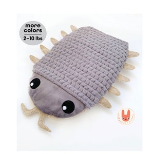 Cute ROLY POLY Hot/Cold WEIGHTED Plush Isopod | 2–10lb Soft Doodlebug | Washable Cover | Made for You | Heating Pad | Unique Bug Lover Gift