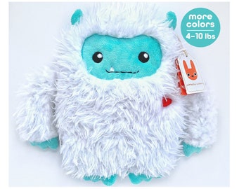 Cute WEIGHTED PLUSH YETI Hot/Cold Cuddle Monster | 4–10 lb Big Warm Hug Pillow | Handmade Abominable Snowman | Washable Cover | Comfort Gift