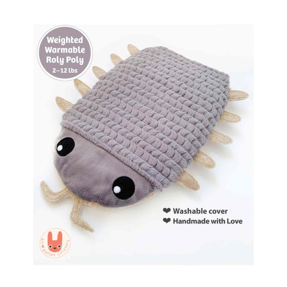Made-to-Order Cute Roly Poly Heatable Weighted Plush Isopod | Cuddly Soft Doodle Bug | Microwave Heating Pad | Handmade |Unique Science Gift