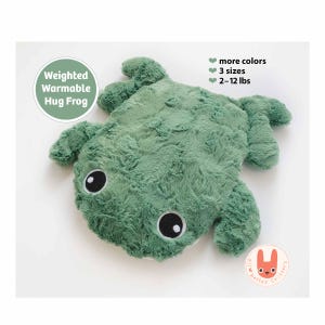 CUTE FROG Weighted Plush (2 - 12 lbs): Hot/Cold Hug Pillow, EcoFriendly Heating Pad, Washable Cover, Handmade Comfort Animal - Choose Colors