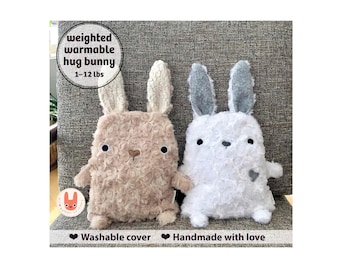 Handmade CUTE RABBIT Hot/Cold Weighted Plush Animal – Warm Hug Pillow, BooBoo Bunny Heating Pad, Washable Cover, Comfort Gift – Choose color
