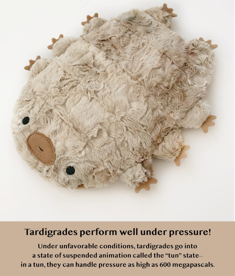 Cute WEIGHTED PLUSH TARDIGRADE Hot/Cold Comfort Critter 410 lb Water Bear Hug Pillow Washable Cover Handmade Unique Science Gift image 7