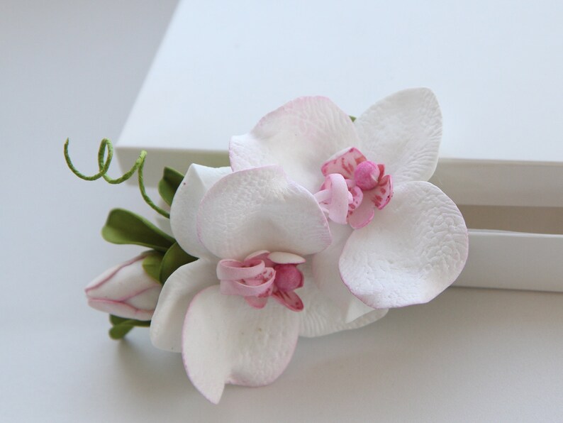 White Orchid Hair Clip. Bridal Flower Hair Piece. Floral Hair Etsy