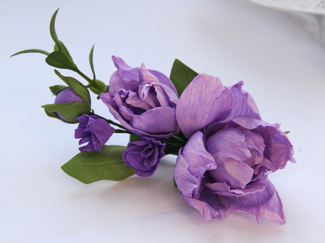 Purple Hair Flowers Clip. Flowers Hair Accessory. Hair Flowers Etsy