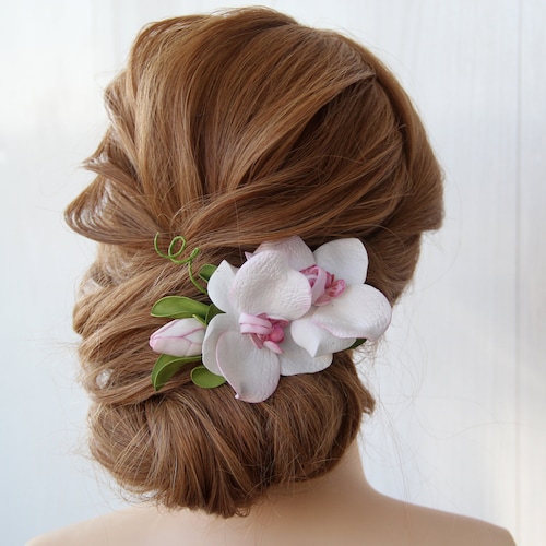 White Flower Hair Clip Rustic Floral Wedding Headpiece Etsy