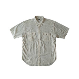 Vintage The North Face Short Sleeve Button Down Shirt Size XL Cream Color Shirt 90s Street Style