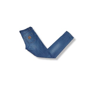 Vintage Carhartt Blue Denim Jeans 90s Classic Clothing Rebel Pants Size 30x32