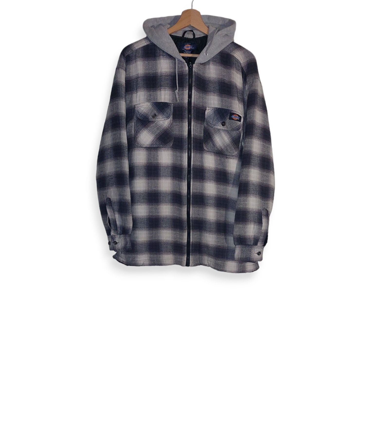 Vintage Dickies Plaid Flannel Hooded Jacket Size L Etsy UK