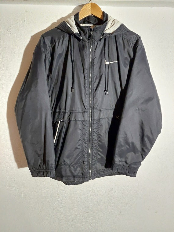 Vintage Nike Zip up Black Hooded Jacket Size L/M - Etsy