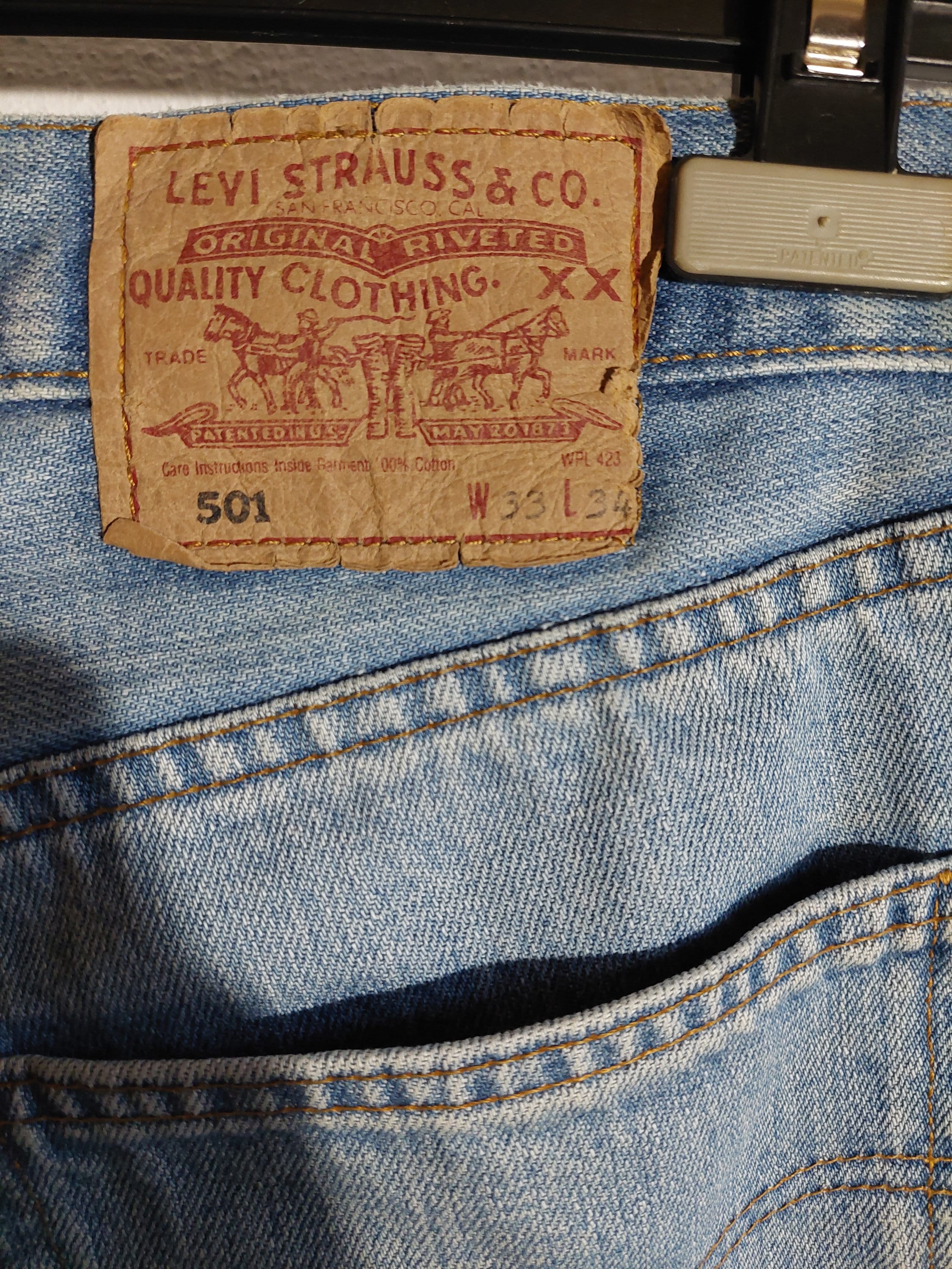 Buy Vintage Light Blue Levi's 501 Jeans Size W33 L34 90s Online in