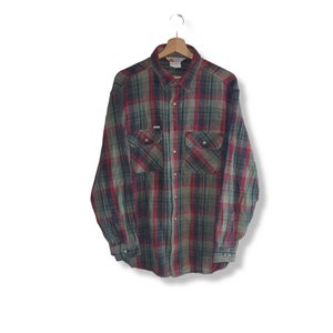 Vintage Carhartt Flannel Shirt Long Sleeve Plaid 90s Clothing Rugged Outdoors Wear