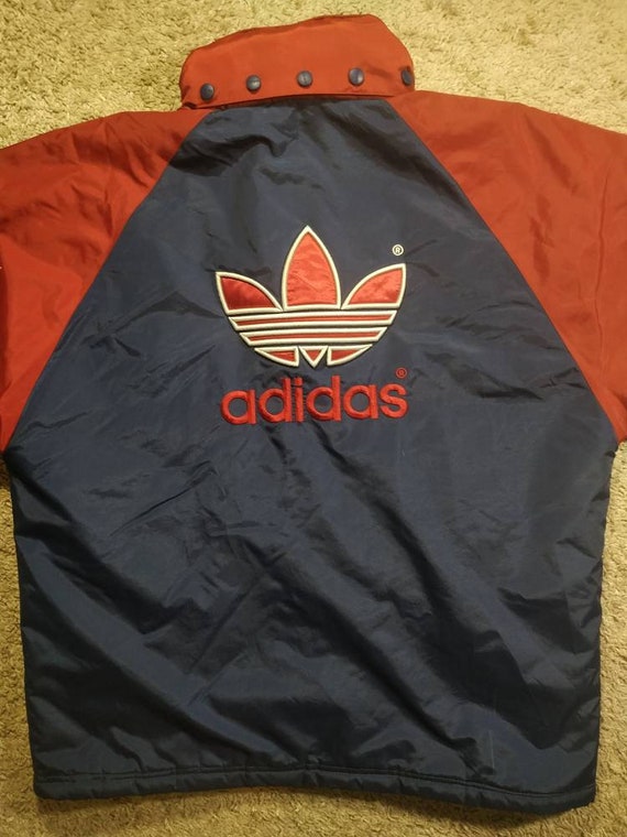 Vintage Adidas Jacket Size M Red Navy Blue 90s Style VTG Clothing