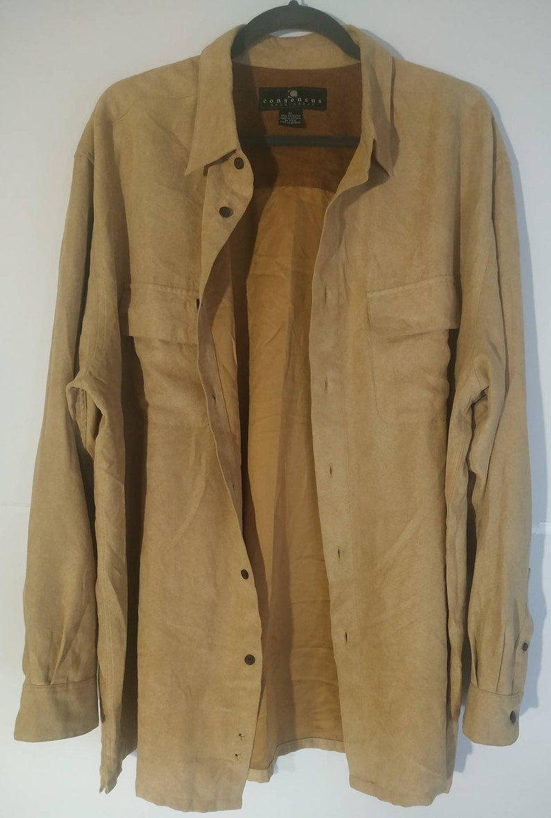 Consensus Sportswear Mens Faux Suede Light Brown Button up Etsy