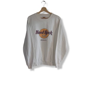 Vintage Hard Rock Cafe White Pullover Sweatshirt Size M Long Sleeve Crew Neck